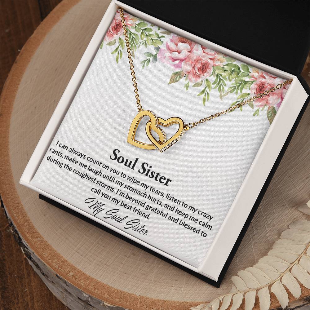 Soul Sisters Necklace Bff Necklace Best Friend Gift Jewelry Interlocking Hearts Necklace
