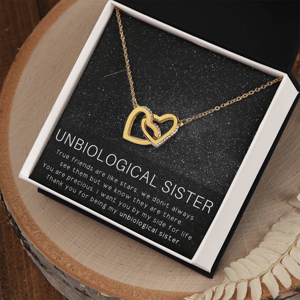 Unbiological Sister Necklace Soul Sister Sorority Sister Sister In Law Necklace Interlocking Hearts Necklace
