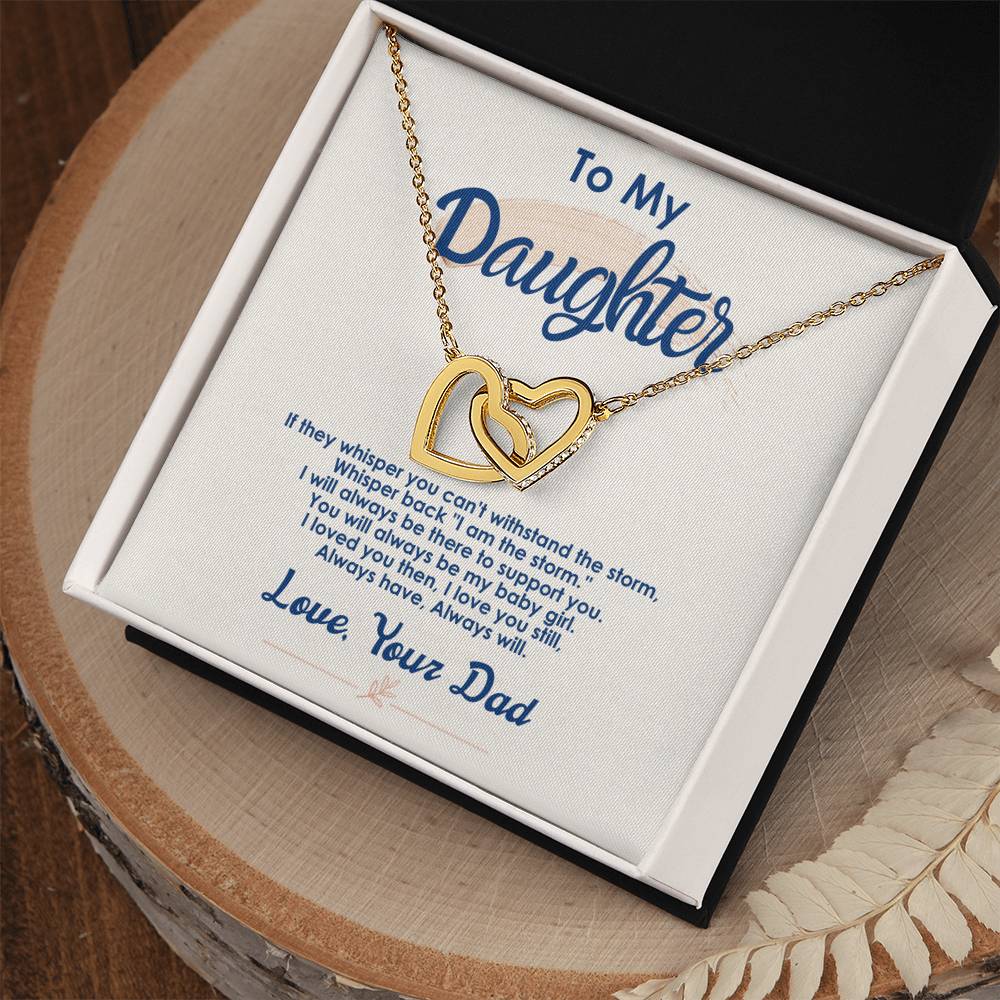 To My Daughter - Always There To Support You - Interlocking Hearts Necklace