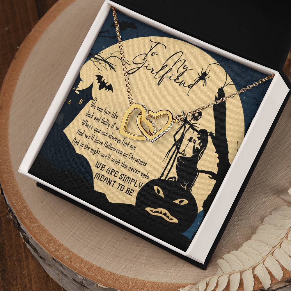 To My Girlfriend Necklace Halloween Gift Interlocking Hearts Necklace