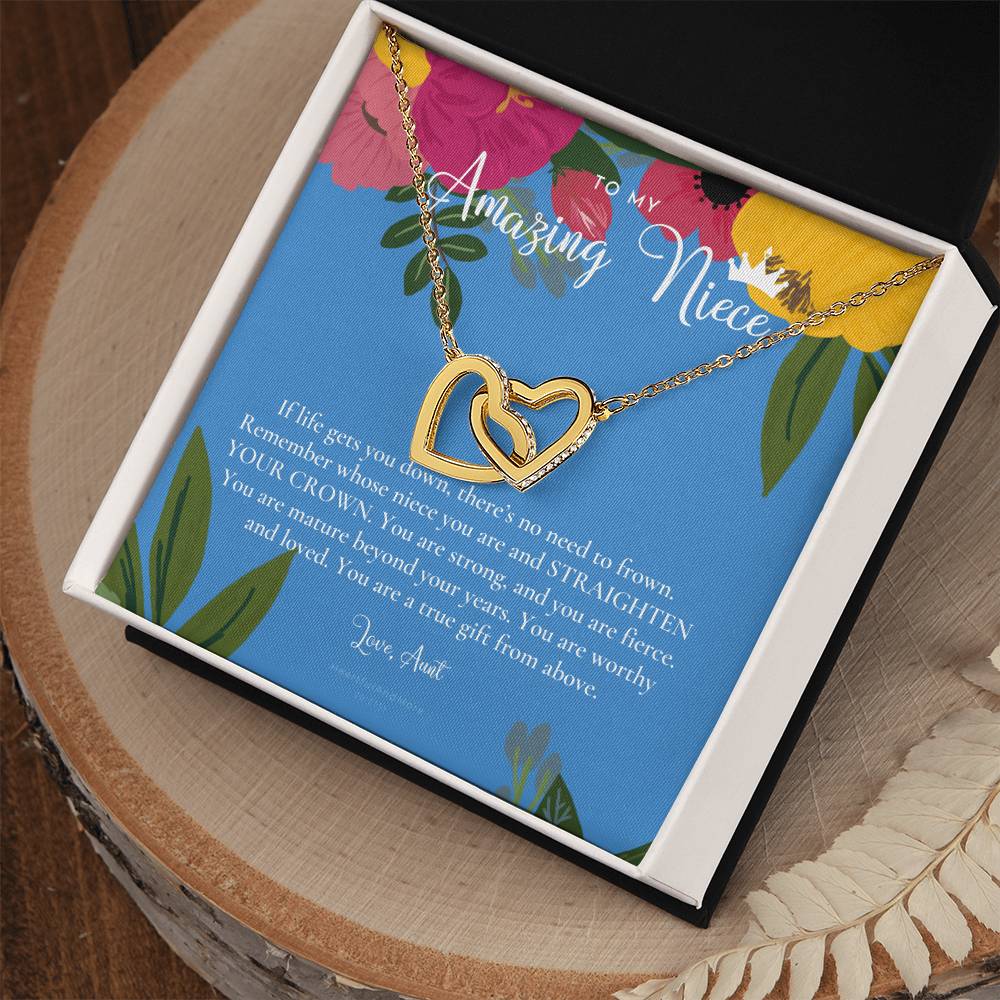 To My Amazing Niece Straighten Your Crown Necklace Aunt Niece Necklace Niece Birthday Gift Niece Graduation Gift Interlocking Hearts Necklace