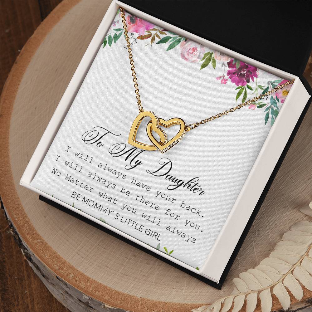 To My Daughter Interlocking Hearts Necklace Message Card