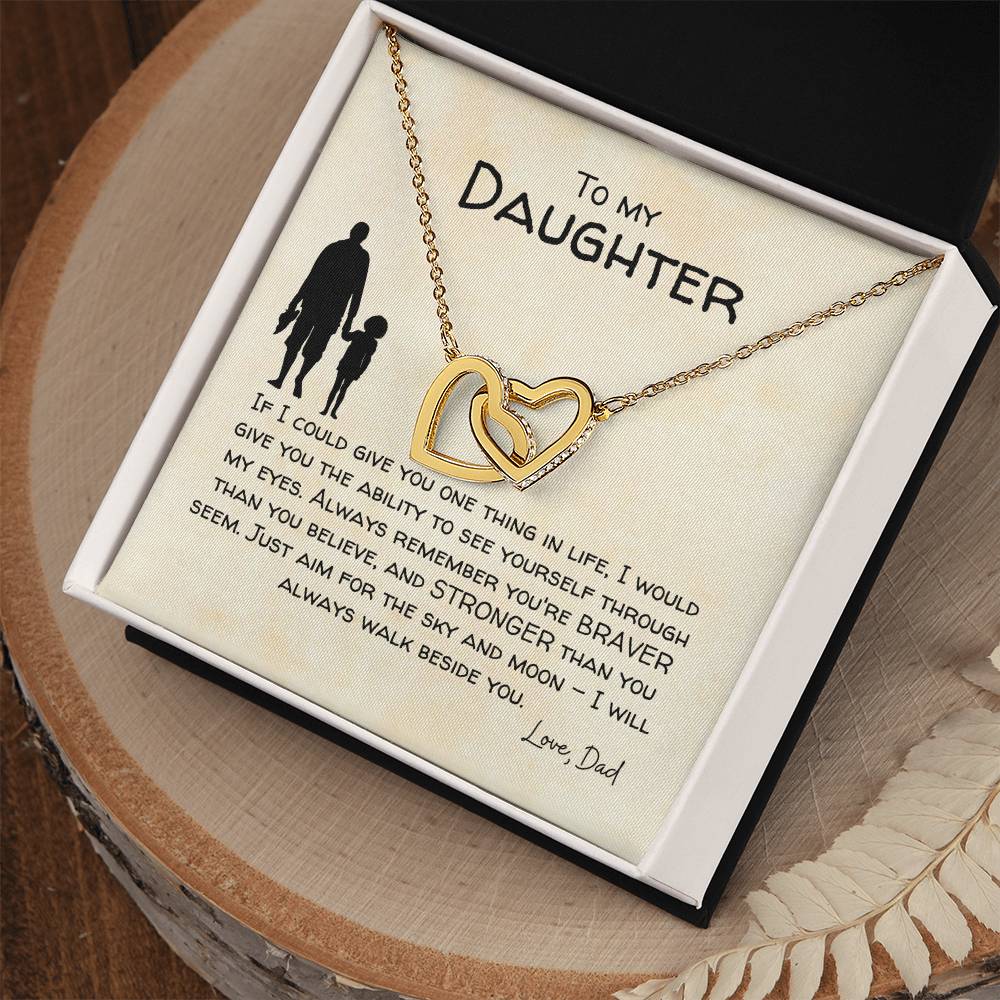 To My Daughter - Always Beside You - Necklace Interlocking Hearts Necklace