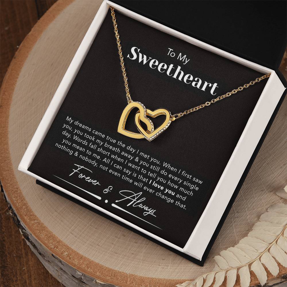 To My Sweetheart Two Hearts Necklace Interlocking Hearts Necklace