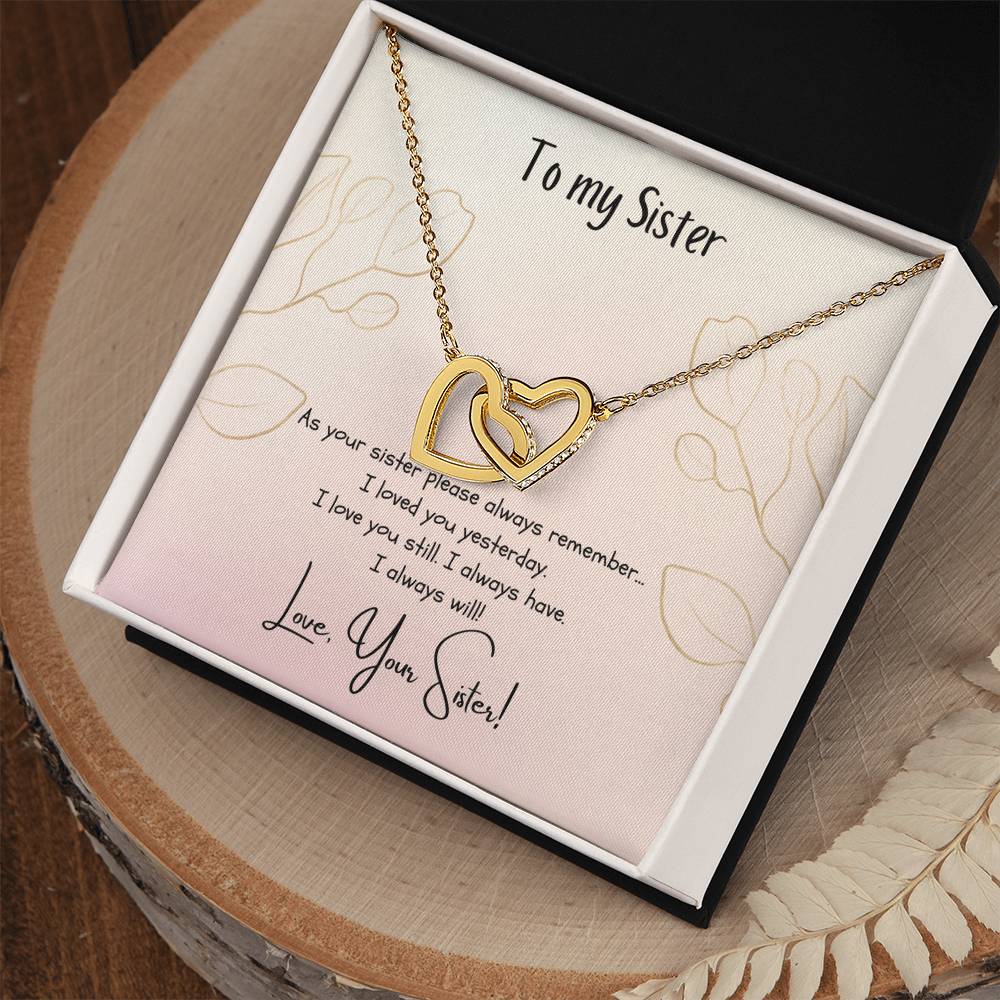 To My Sister Interlocking Hearts Necklace