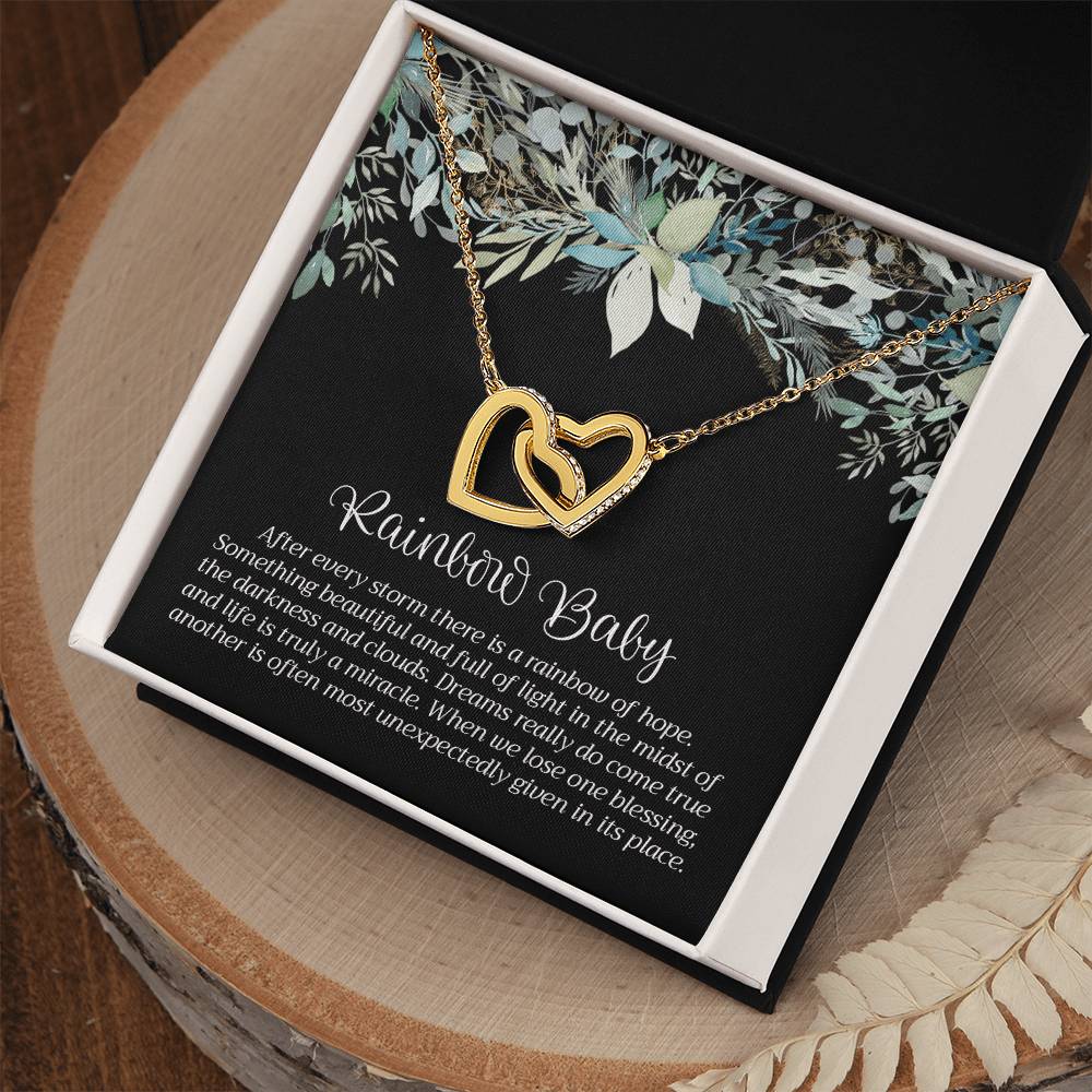 Rainbow Baby Necklace Interlocking Hearts Necklace