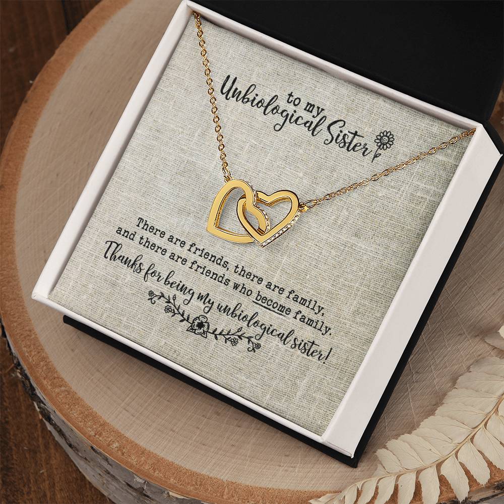 Unbiological Sister Necklace Interlocking Hearts Necklace