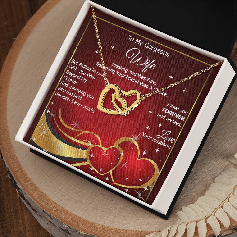 To My Gorgeous Wife I Love You Forever And Always - Interlocking Heart Necklace Interlocking Hearts Necklace