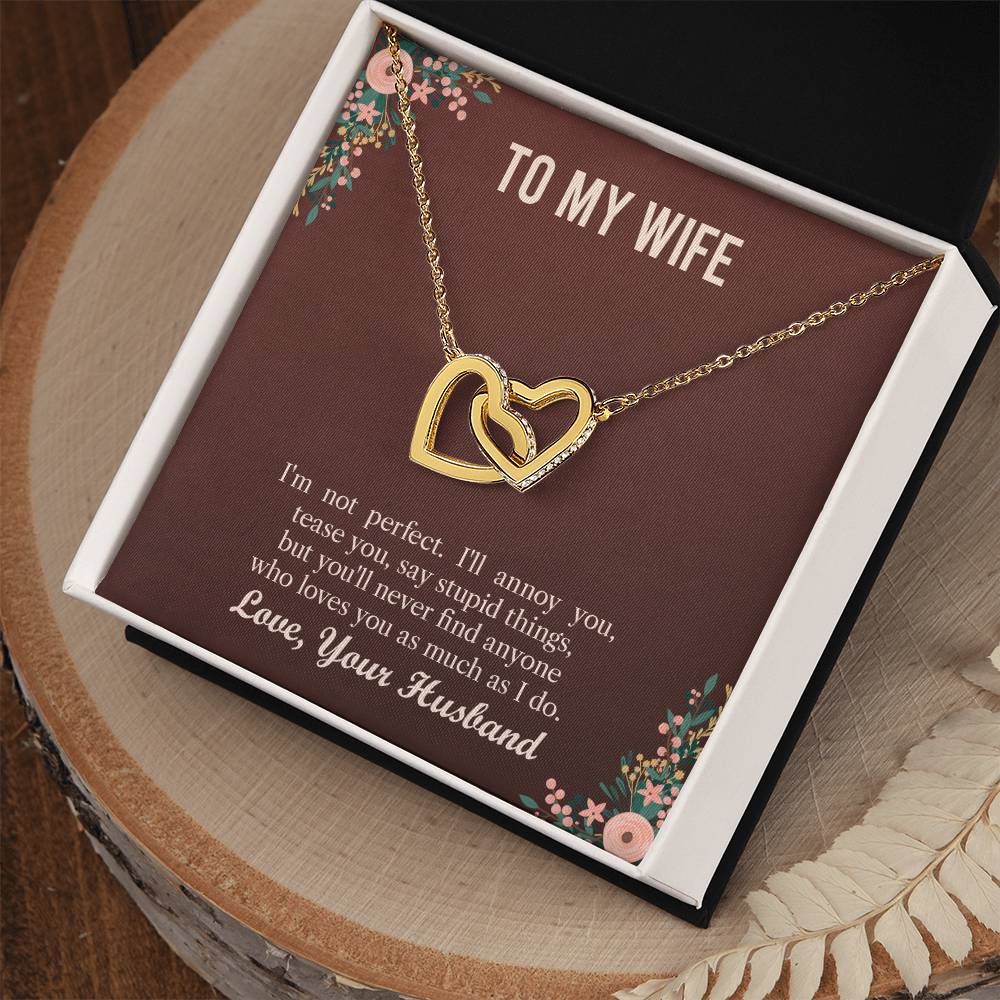 Husband To Wife - I'M Not Perfect Interlocking Hearts Necklace