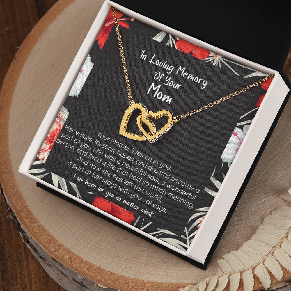 Loving Memory Of Your Mom - Sympathy Heart Necklace Interlocking Hearts Necklace