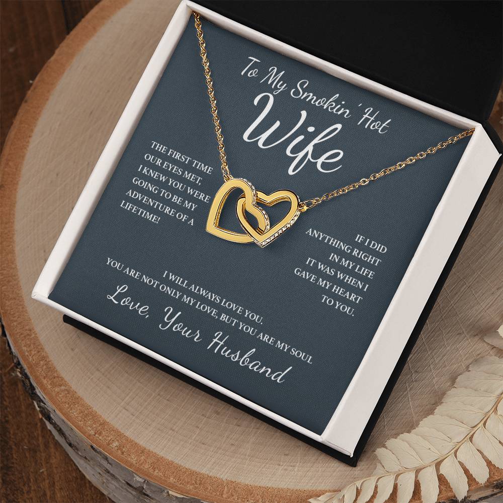 To My Wife - You Are My Soul Interlocking Hearts Necklace