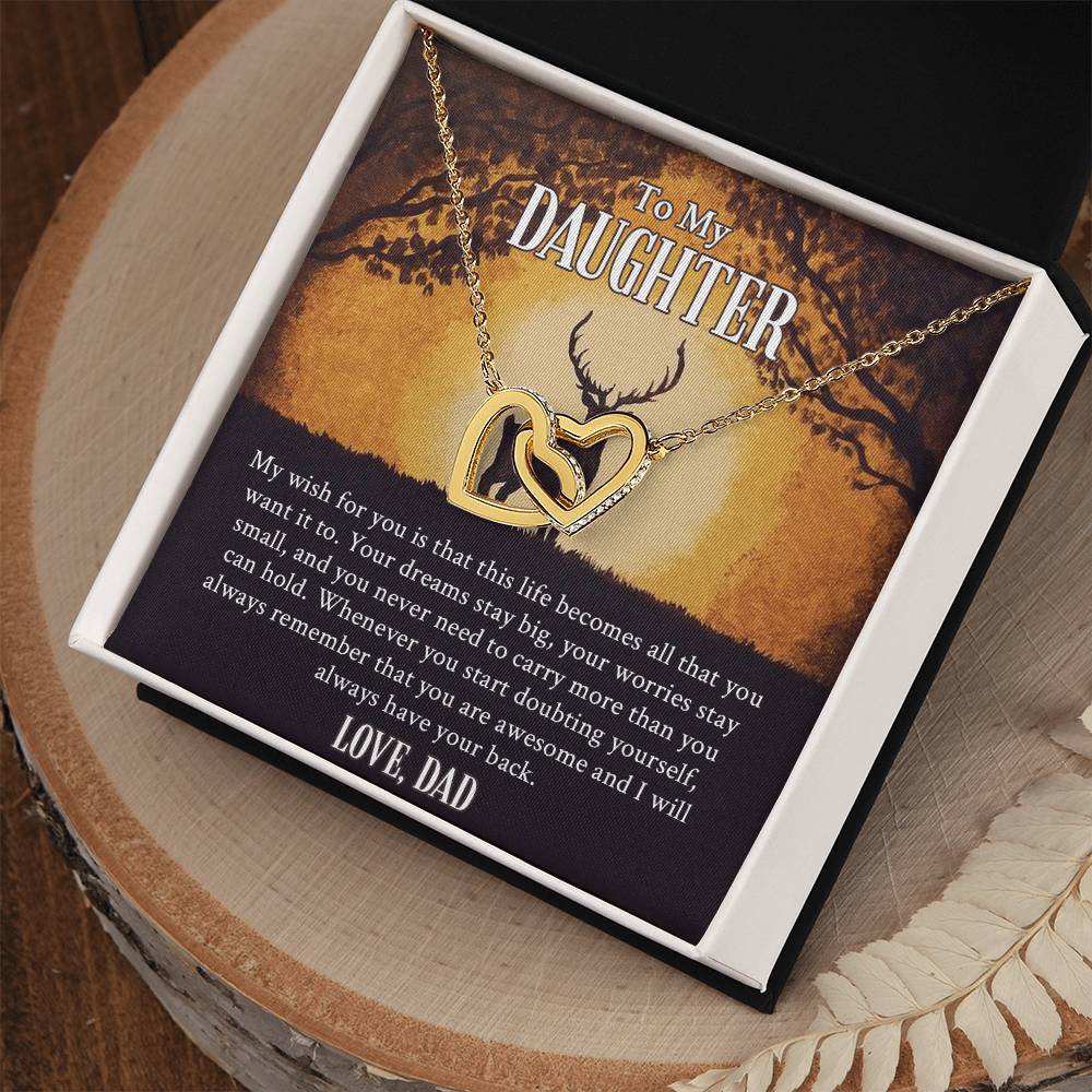 My Daughter - I Will Always Have Your Back Interlocking Hearts Necklace