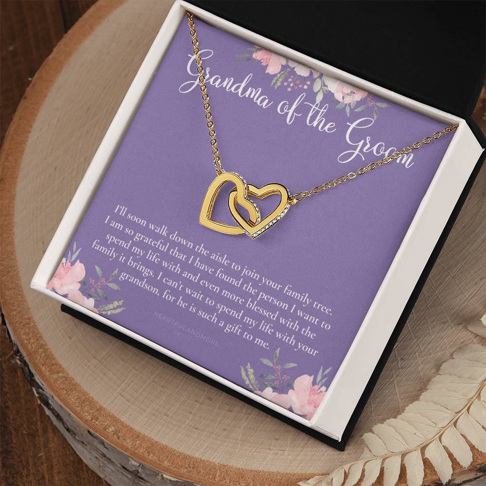Grandmother Of The Groom Gift Necklace Grandma Wedding Gift Nana Bridal Shower Rehearsal Dinner Thank You Gift Interlocking Hearts Necklace