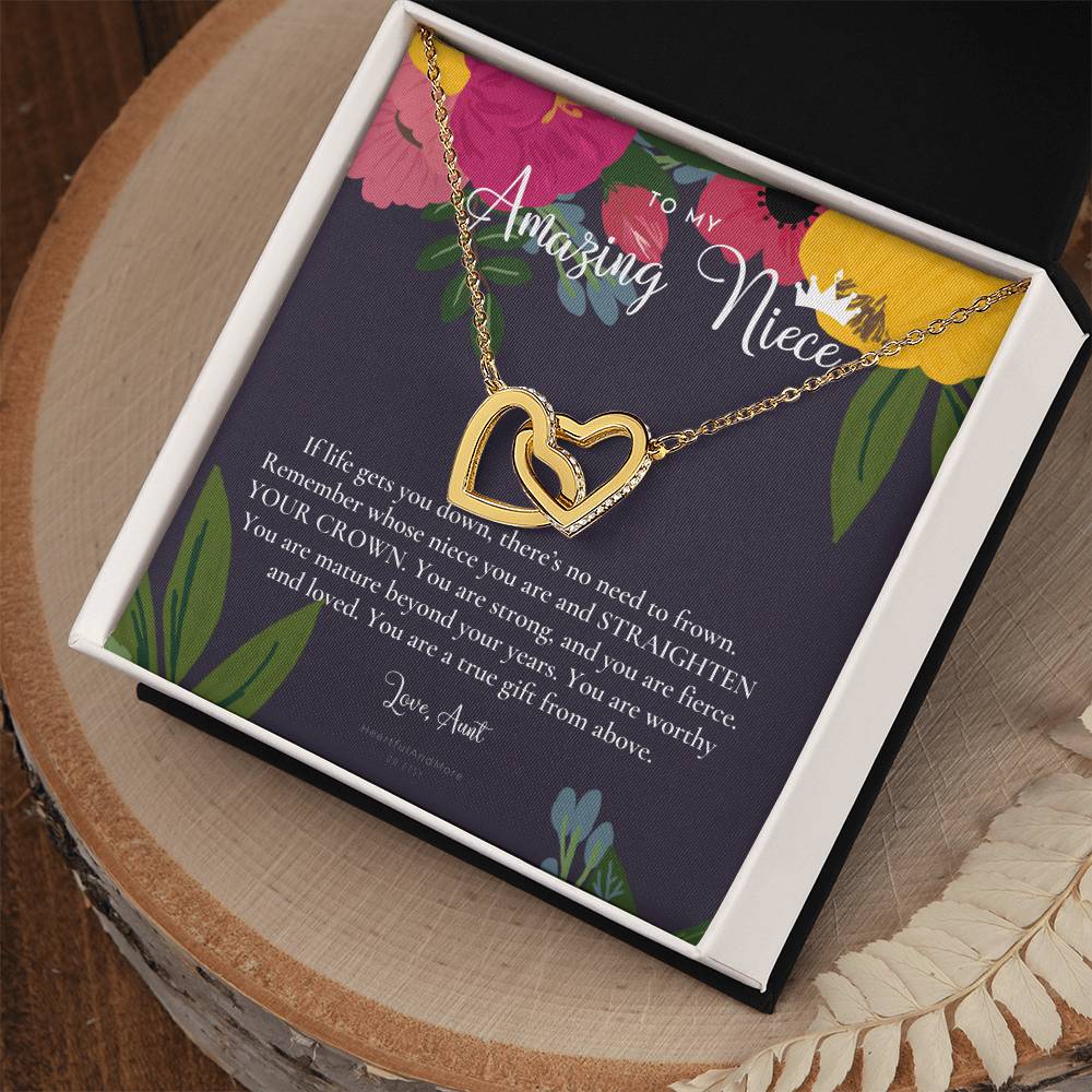 To My Amazing Niece Straighten Your Crown Necklace Aunt Niece Necklace Niece Birthday Gift Niece Graduation Gift Interlocking Hearts Necklace