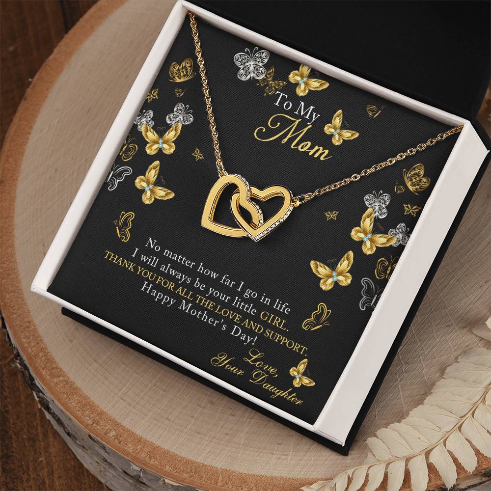 To My Daughter Giraffe Necklace-Message Card Jewelry-Mom To Daughter Gift-Meaningful Necklace-Mother Daughter-Birthday Gift For Daughter Interlocking Hearts Necklace