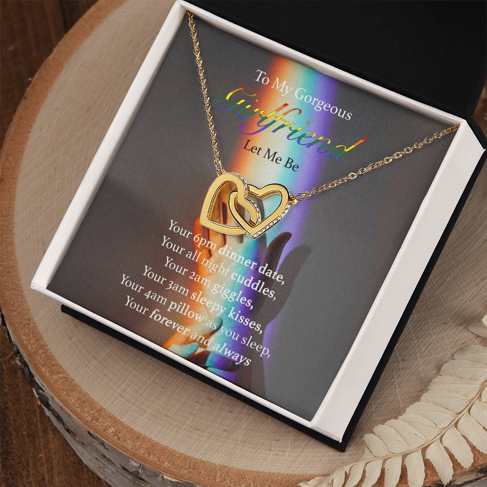 To My Gorgeous Girlfriend - Let Me Bet Interlocking Hearts Necklace