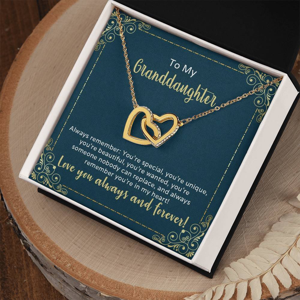 To My Granddaughter-You Are Special And Unique Interlocking Hearts Necklace