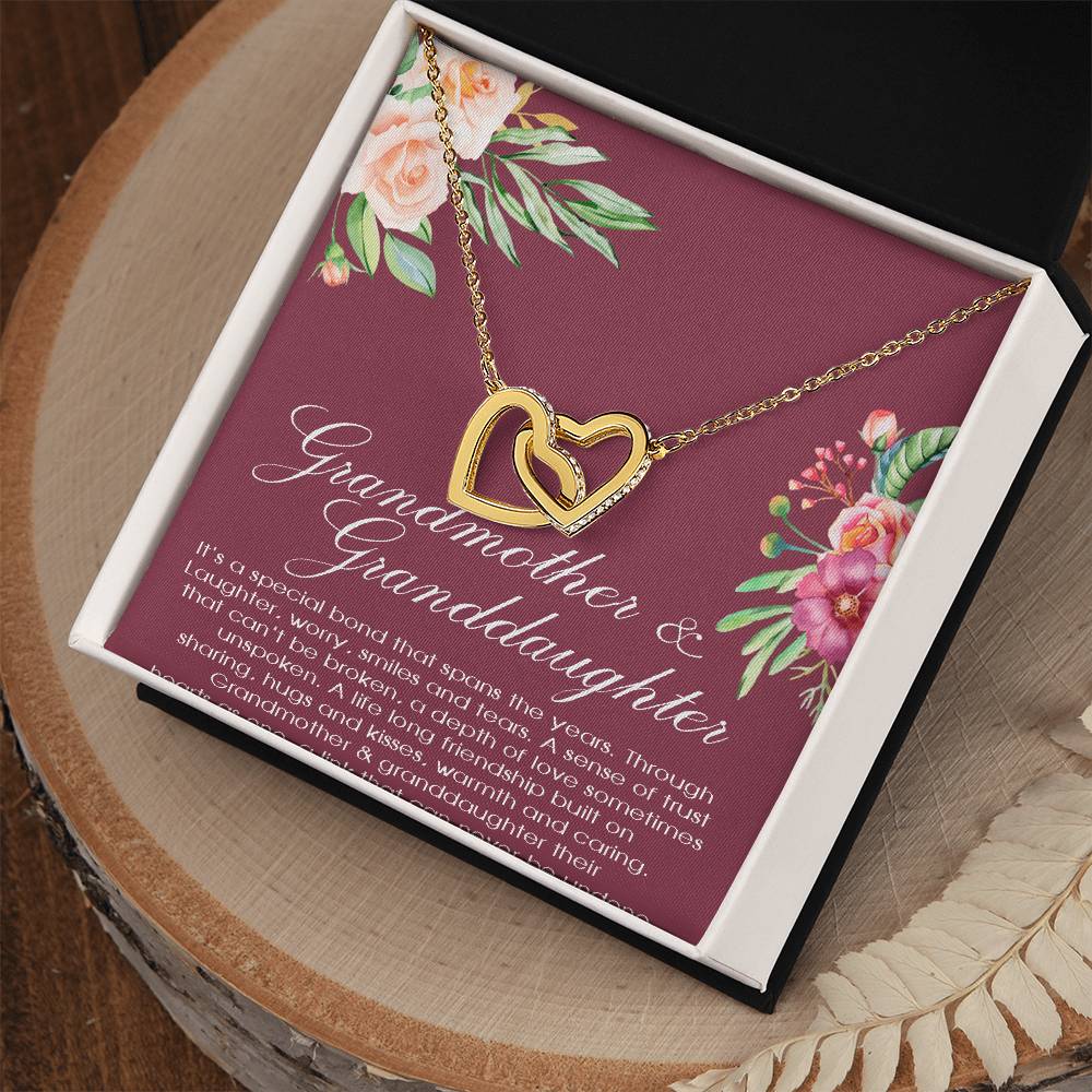 Grandmother & Granddaughter Necklace Grandma Gift Granddaughter Gift Nana Grandma Jewelry For Family Birthday Gift Christmas Gift Interlocking Hearts Necklace