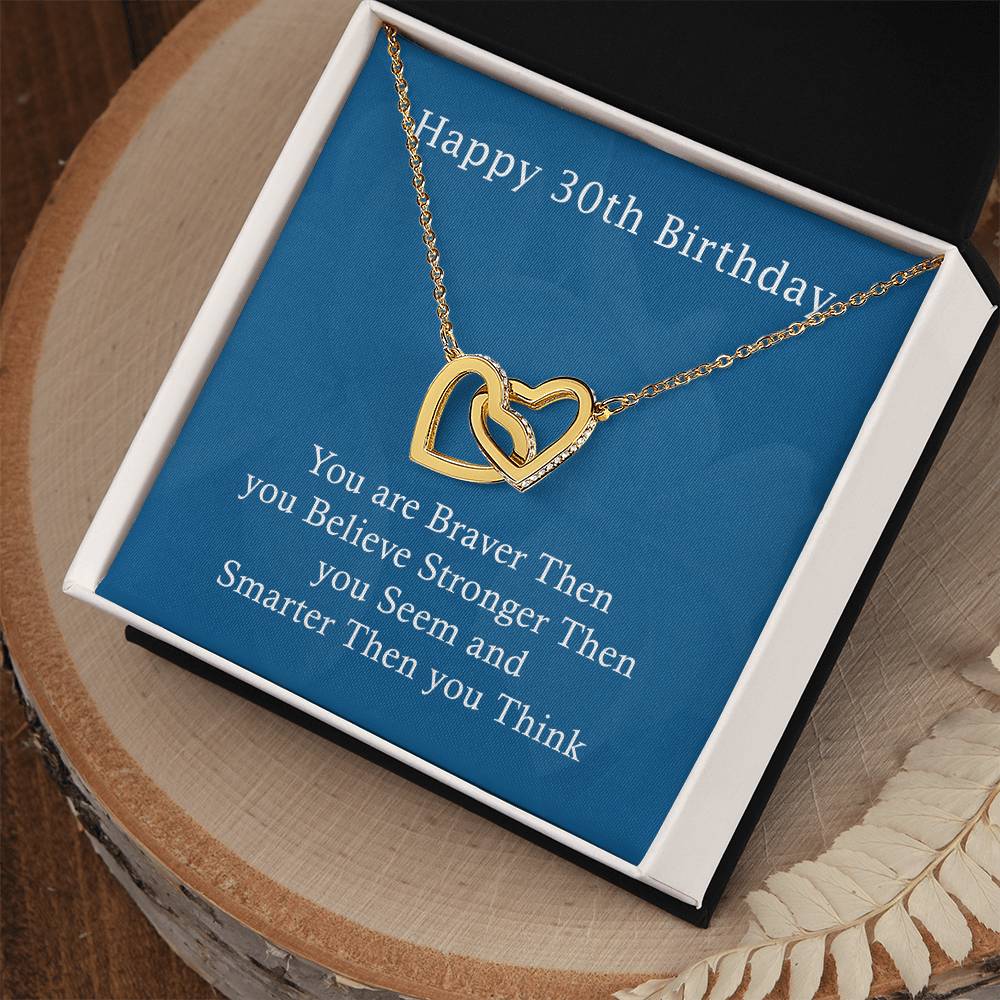 Happy 30Th Birthday Gifts For Girls Or Women Interlocking Hearts Necklace