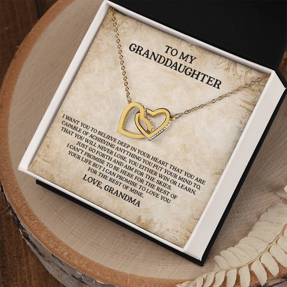 To My Granddaughter - Love Grandma Interlocking Hearts Necklace