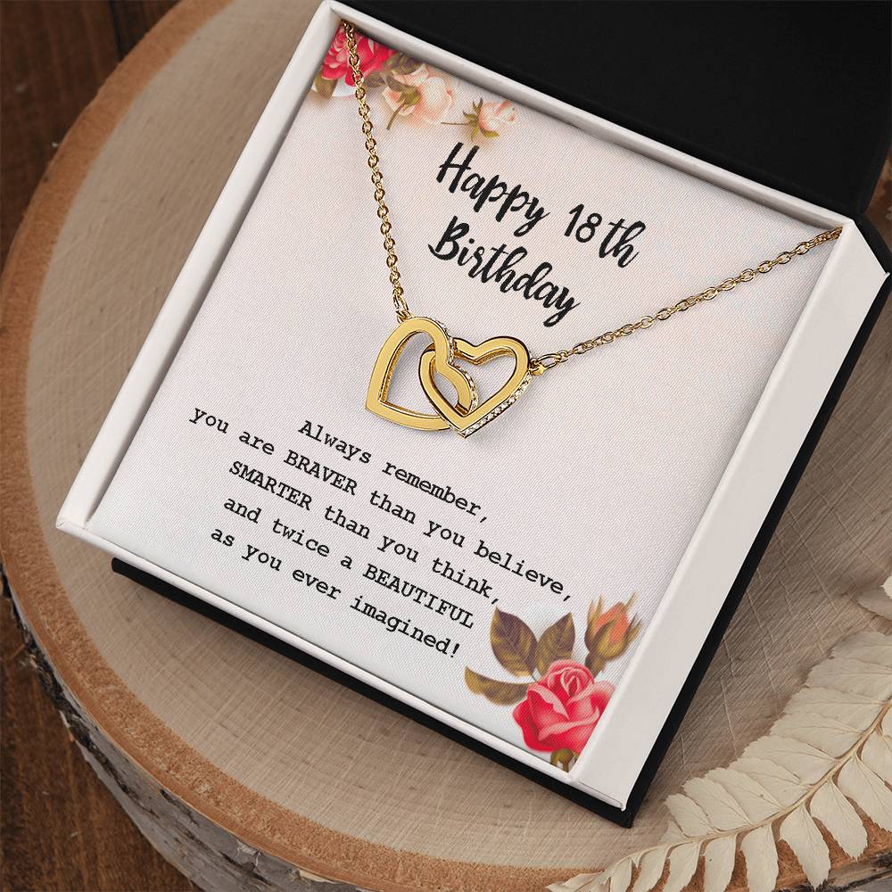 18Th Birthday Gifts For Girls 18Th Birthday Necklace 18Th Birthday Gift Girl. Gift For Sister Best Friend Daughter Niece Interlocking Hearts Necklace