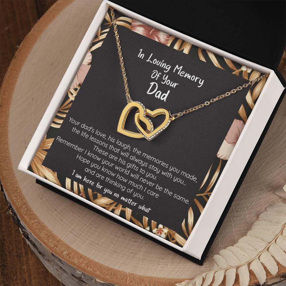 Loss Of Dad Gift - Thinking Of You - Connected Hearts Interlocking Hearts Necklace