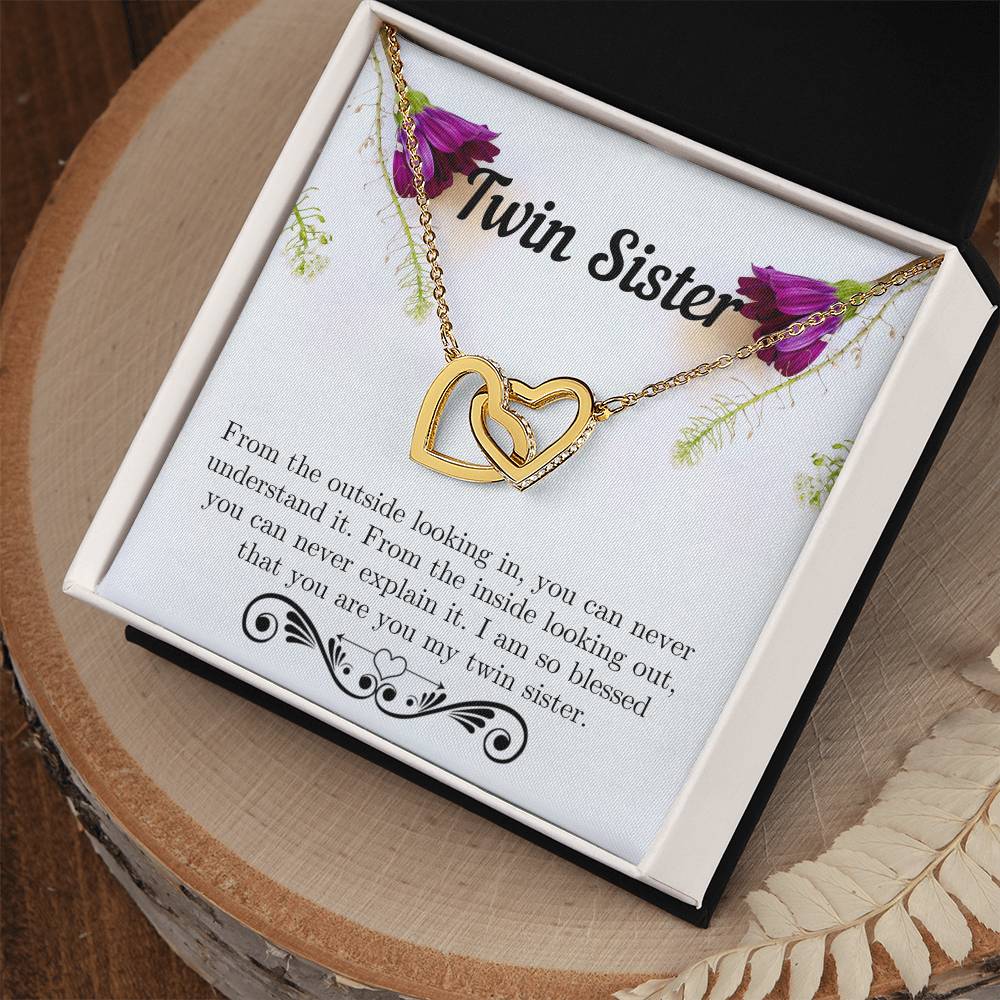 Twin Sister Necklace Interlocking Hearts Necklace