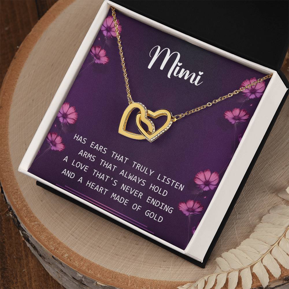 Mimi Interlocking Hearts Necklace Message Card