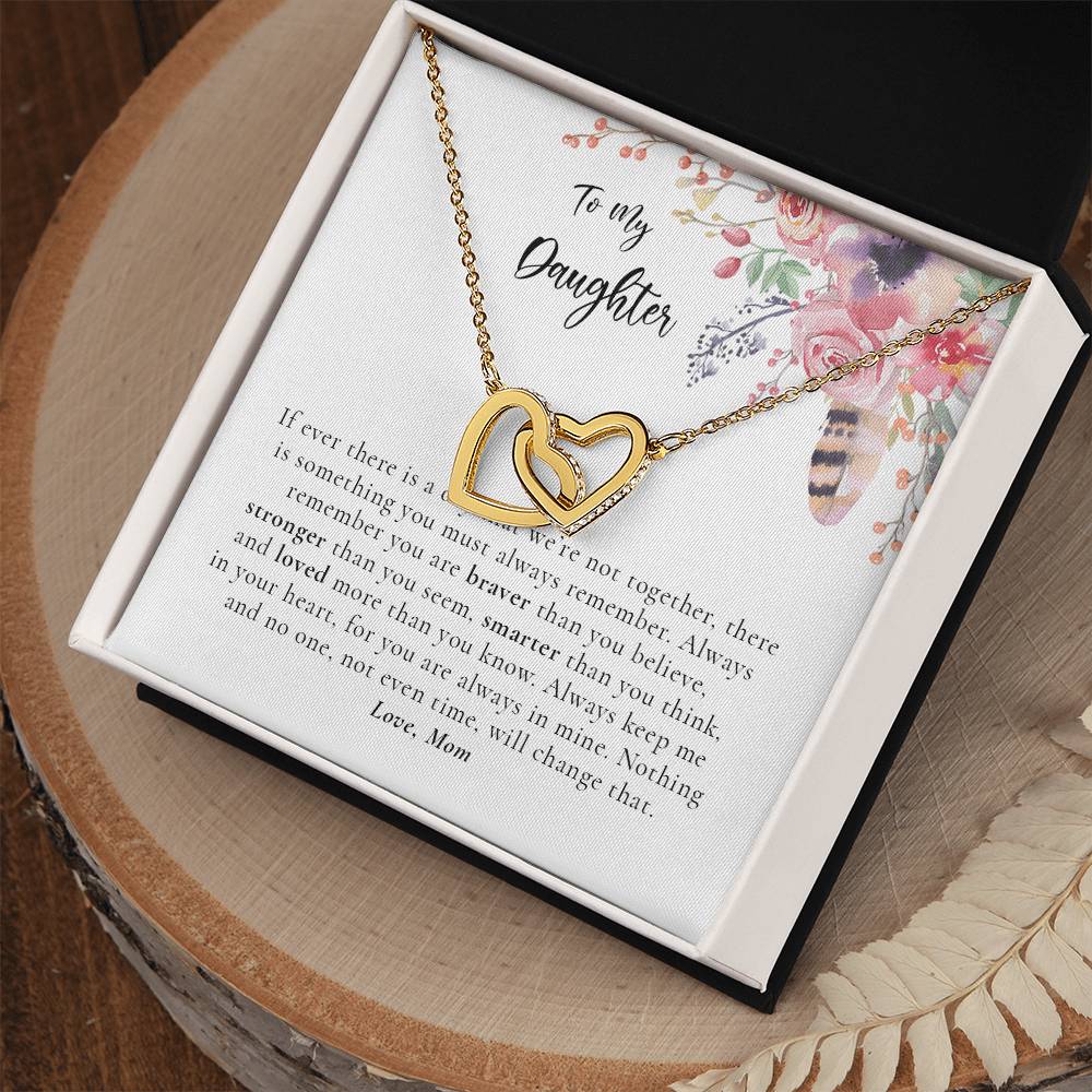 To My Daughter Necklace - White Interlocking Hearts Necklace