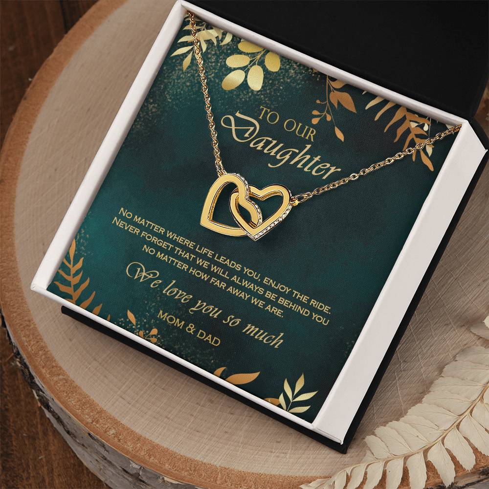 Interlocking Heart Necklace To Your Daughter – From Mom & Dad With Love – Jewelry Gift B1D8T4 Interlocking Hearts Necklace