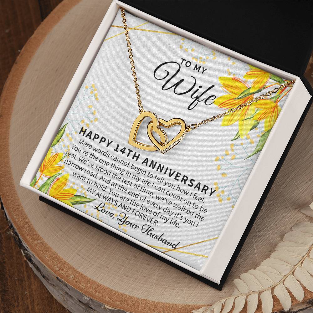 14 Year Wedding Anniversary Gift For Wife 14Th Anniversary Gift For Her 14 Year Anniversary Gift Ideas 14Th Anniversary Gifts Interlocking Hearts Necklace