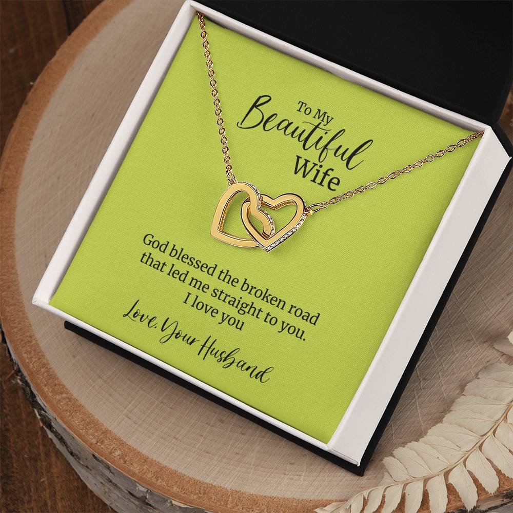 God Blessed The Broken Road To You Interlocking Hearts Necklace