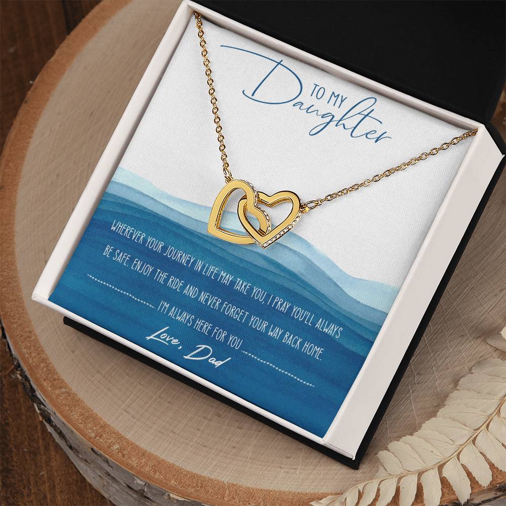 To My Daughter Interlocking Hearts Necklace Message Card
