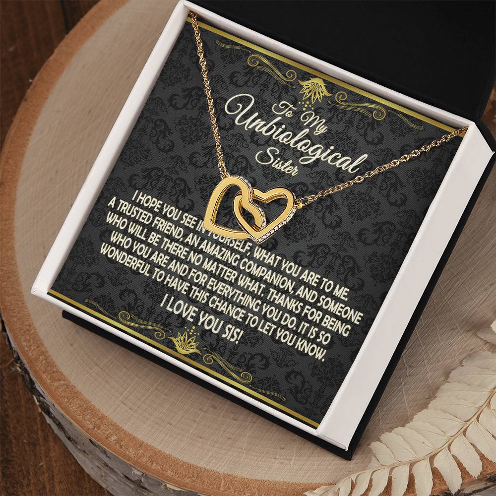 To My Unbiological Sister - Interlocking Hearts Necklace - Eudora Collection