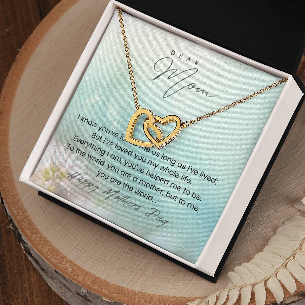 Happy Mothers Day Mom Double Heart Necklace Interlocking Hearts Necklace