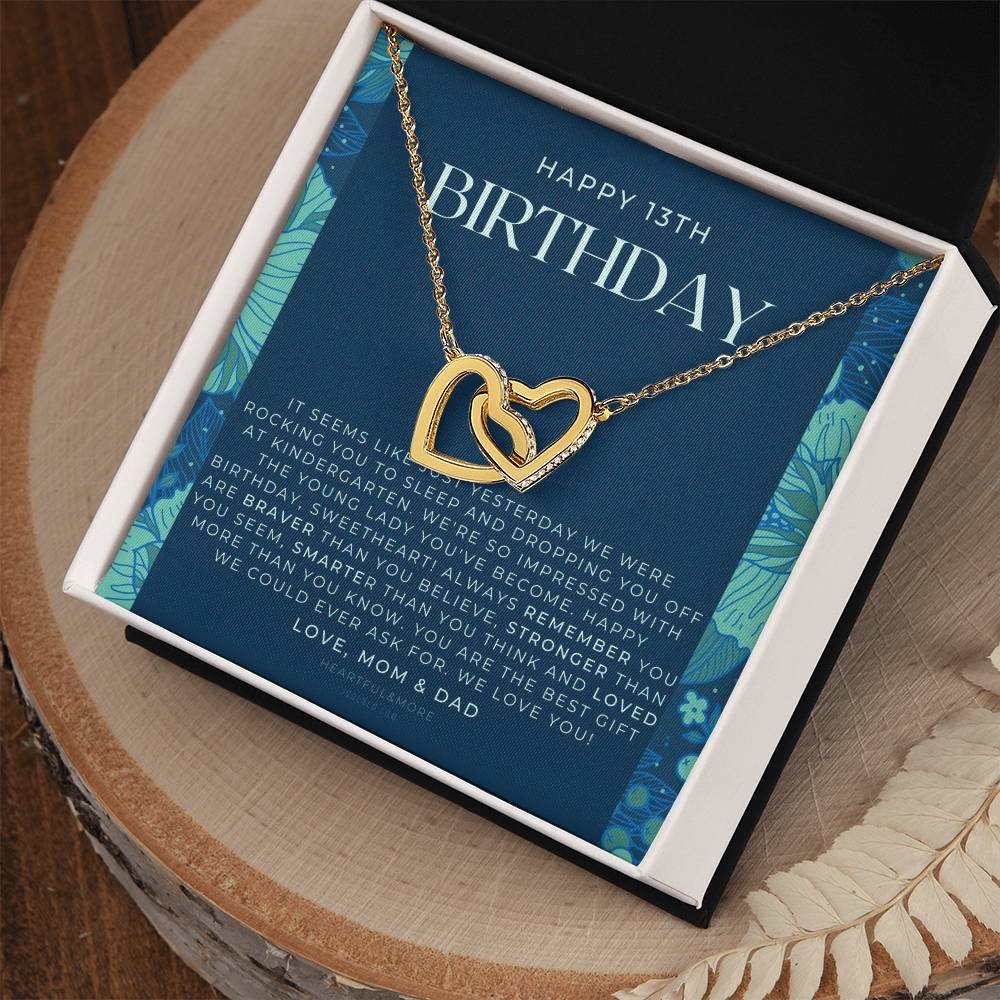 Gift For 13 Year Old Girl Gifts 13Th Birthday Girl 13Th Birthday Gift Thirteenth Birthday Necklace Teen Birthday Gift Official Teenager Interlocking Hearts Necklace
