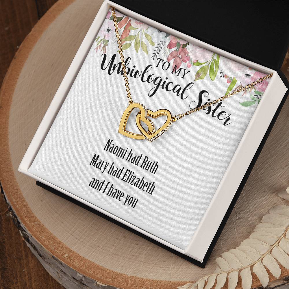 Unbiological Sister Interlocking Hearts Necklace