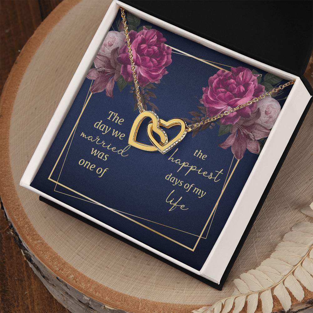 The Day We Married - Interlocking Hearts Necklace - Gift For Wife