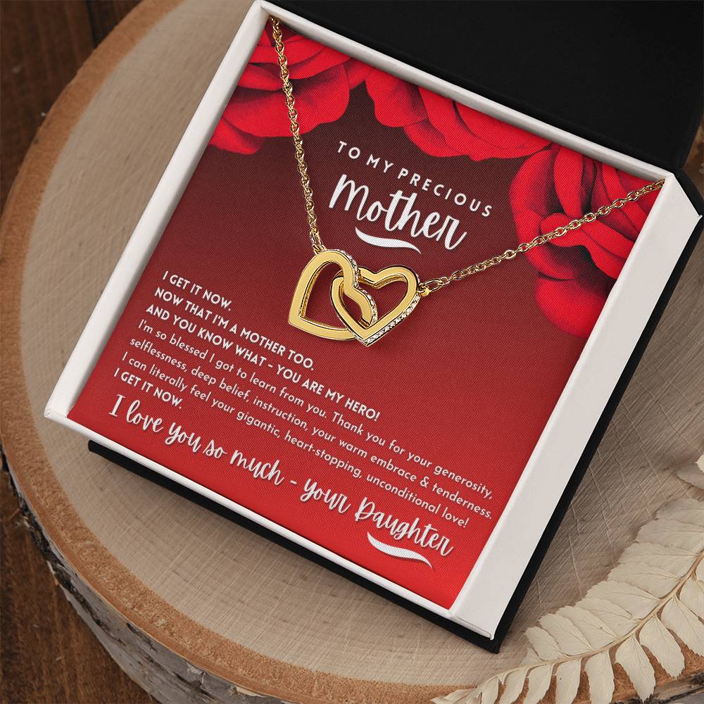 To My Precious Mother From Daughter - Never-Ending Love Necklace Interlocking Hearts Necklace