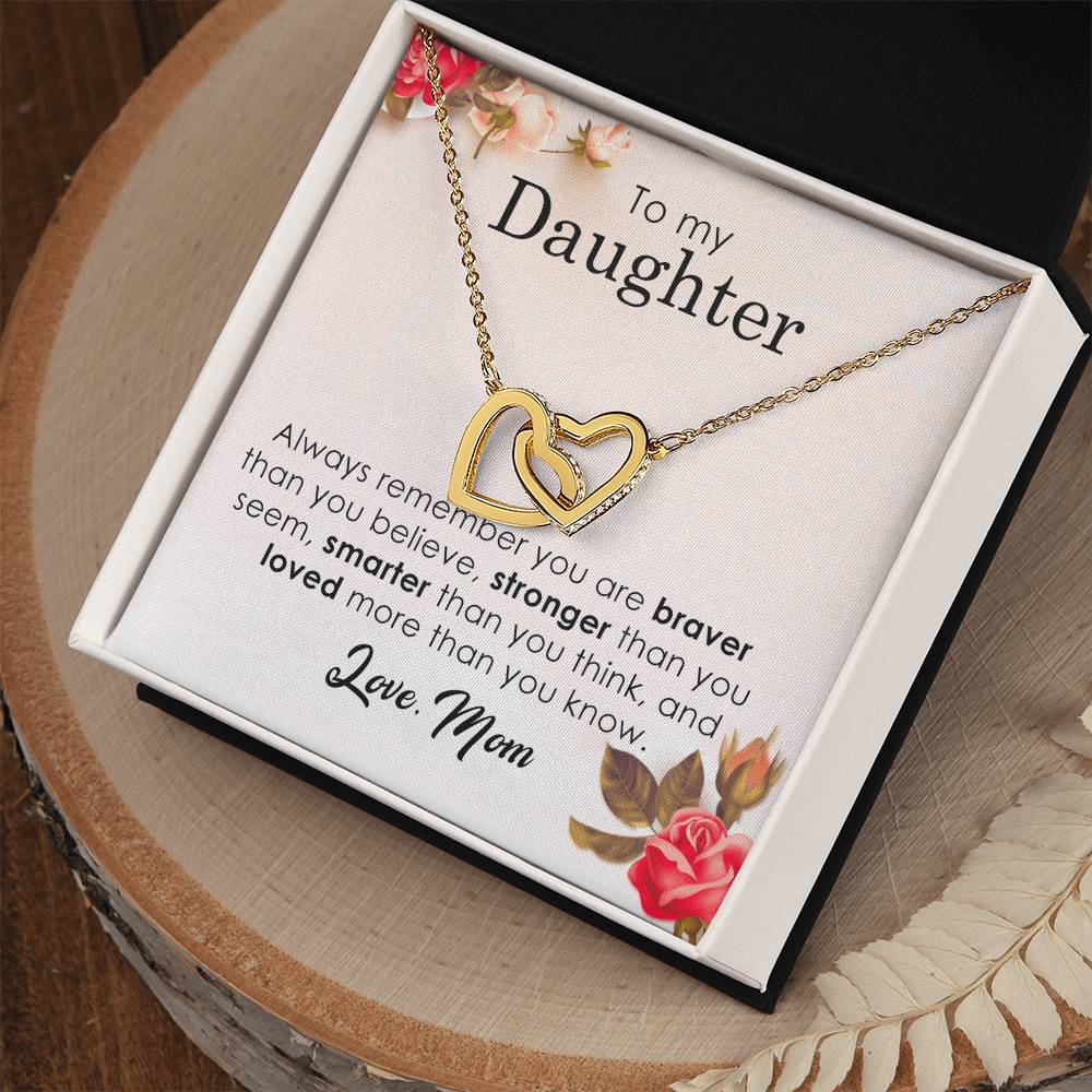 To My Daughter - Interlocking Heart Necklace Interlocking Hearts Necklace