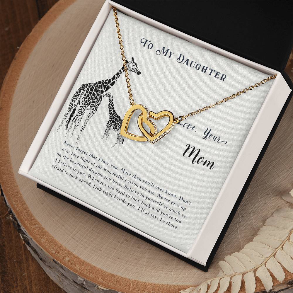 For Daughter - Never Forget That I Love You - Interlocking Hearts Necklace