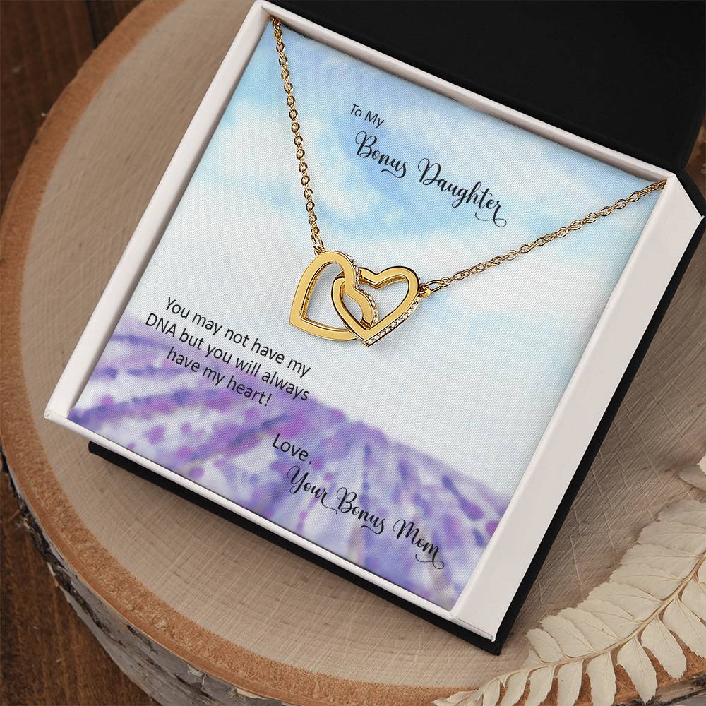 Bonus Daughter From Bonus Mom No Dna But You Have My Heart Interlocking Hearts Necklace