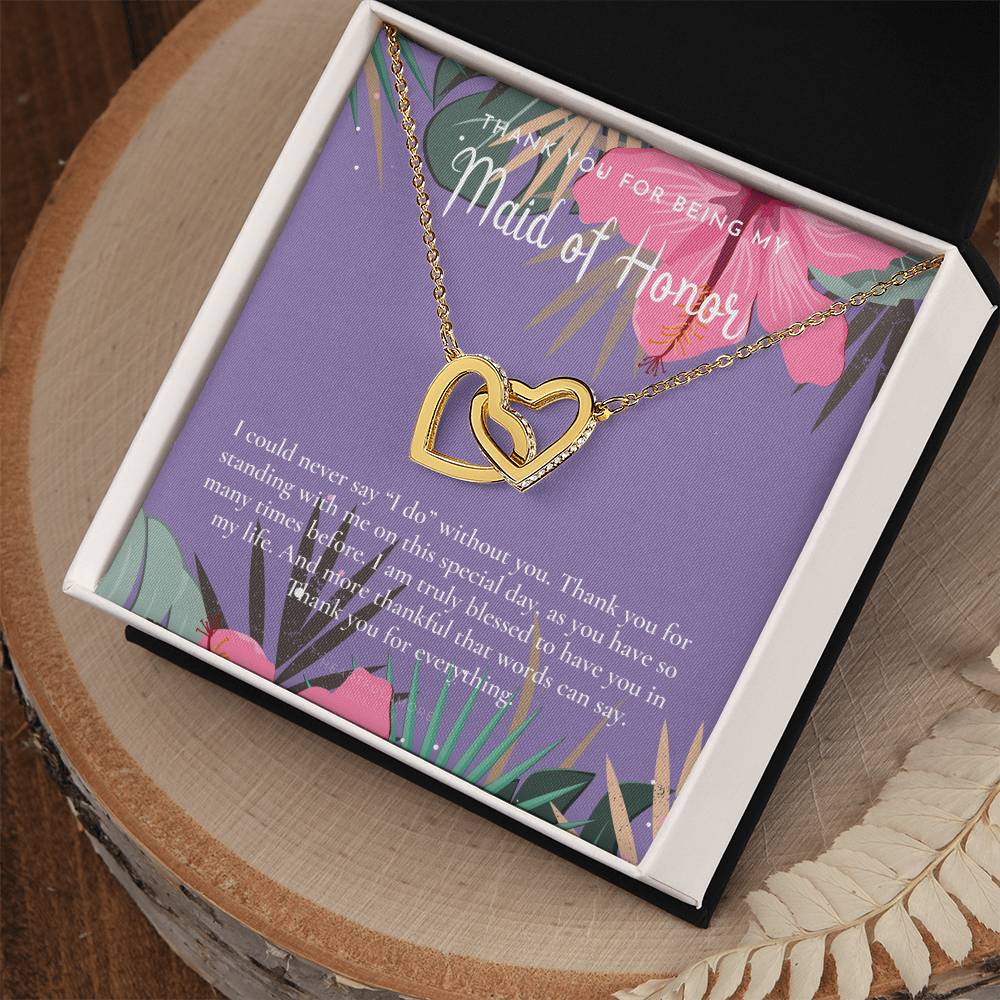 Maid Of Honor Thank You Gift From Bride Bridesmaid Gift Maid Of Honor Gift Necklace Matron Of Honor Gift Thank You Gift From Bride Interlocking Hearts Necklace