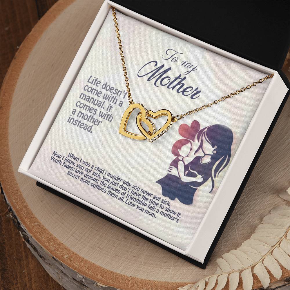 Life Doesn'T Come With A Manual It Comes With A Mother Interlocking Hearts Necklace