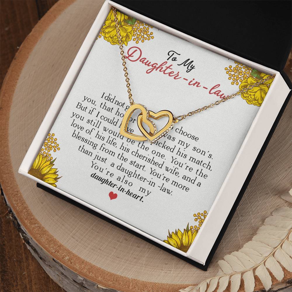 To My Daughter-In-Law You'Re Also My Daughter In Heart Interlocking Hearts Necklace