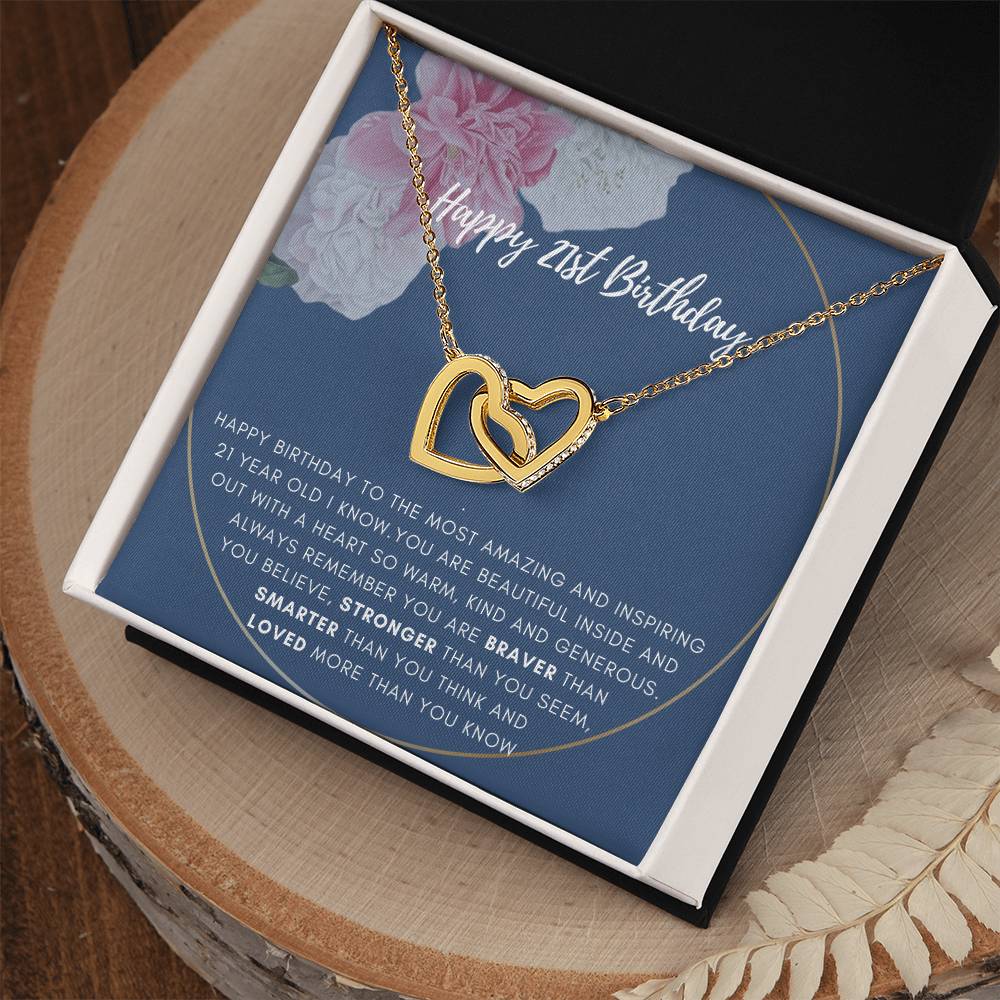 21St Birthday Gift Rose Gold And White Gold Interlocking Hearts Interlocking Hearts Necklace