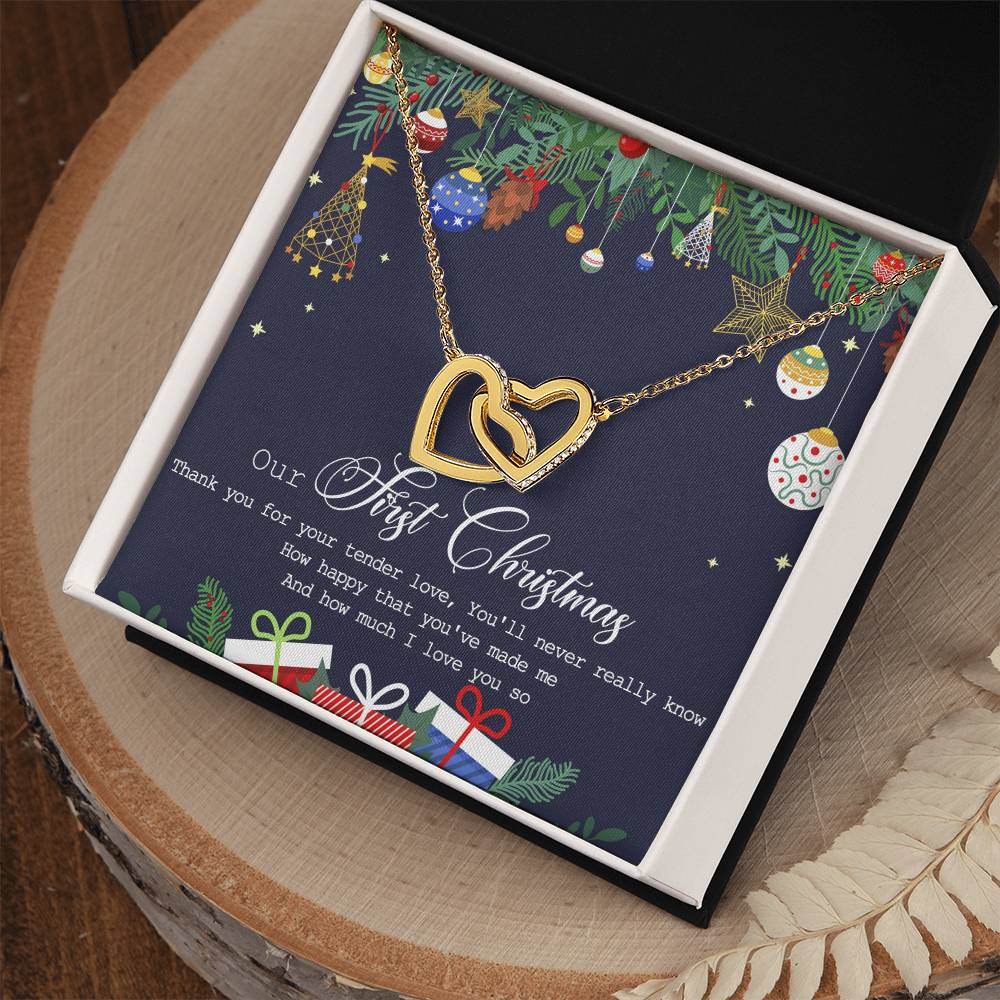 Our First Christmas Interlocking Hearts Necklace Message Card