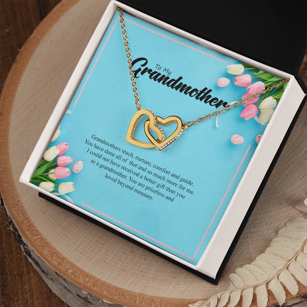 To My Grandmother- You Are Priceless Interlocking Necklace Interlocking Hearts Necklace