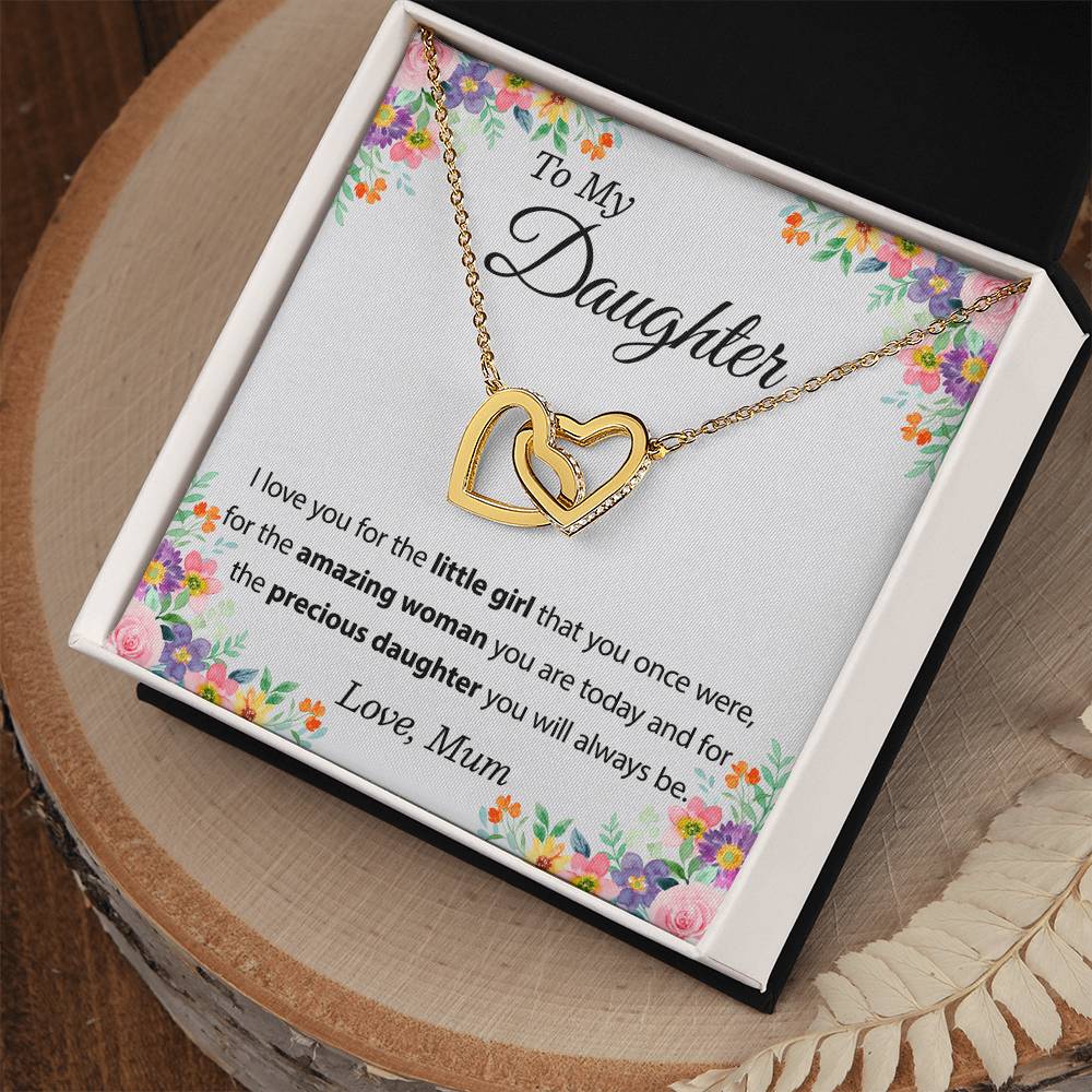 To My Daughter Necklace From Mom - Mother Daughter Necklace Set Of Interlocking Hearts Necklace