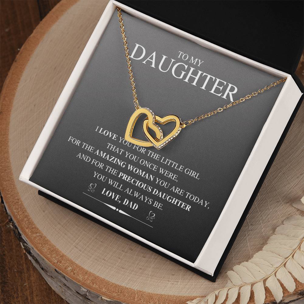 To My Daughter Necklace Gift From Dad Father Daughter Jewelry Gifts Birthday Gift For My Daughter Necklace Interlocking Hearts Necklace